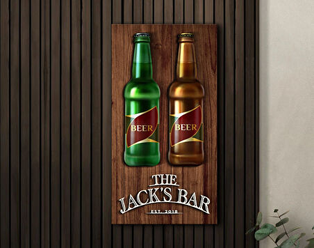 BK Gift Kişiye Özel Kabartma Tasarımlı Ahşap Bar Tabelası, Home Bar Tabela, Rustik Ev Dekorasyonu, Duvar Dekoru-2