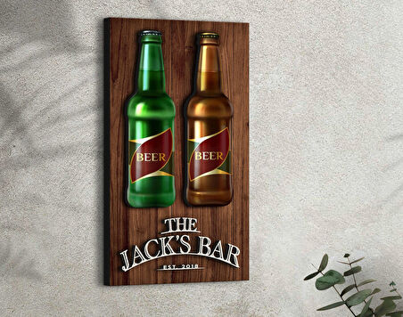 BK Gift Kişiye Özel Kabartma Tasarımlı Ahşap Bar Tabelası, Home Bar Tabela, Rustik Ev Dekorasyonu, Duvar Dekoru-2
