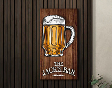 BK Gift Kişiye Özel Kabartma Tasarımlı Ahşap Bar Tabelası, Home Bar Tabela, Rustik Ev Dekorasyonu, Duvar Dekoru-3