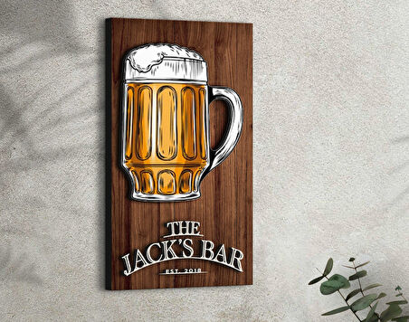 BK Gift Kişiye Özel Kabartma Tasarımlı Ahşap Bar Tabelası, Home Bar Tabela, Rustik Ev Dekorasyonu, Duvar Dekoru-3