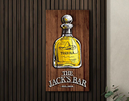BK Gift Kişiye Özel Kabartma Tasarımlı Ahşap Bar Tabelası, Home Bar Tabela, Rustik Ev Dekorasyonu, Duvar Dekoru-4