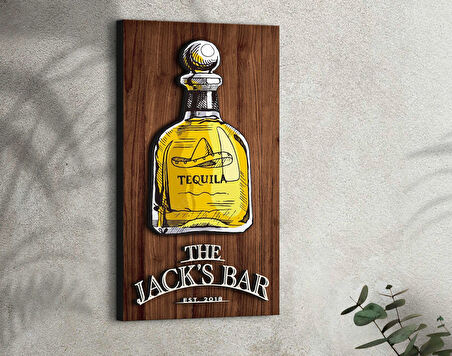 BK Gift Kişiye Özel Kabartma Tasarımlı Ahşap Bar Tabelası, Home Bar Tabela, Rustik Ev Dekorasyonu, Duvar Dekoru-4