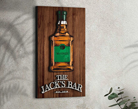 BK Gift Kişiye Özel Kabartma Tasarımlı Ahşap Bar Tabelası, Home Bar Tabela, Rustik Ev Dekorasyonu, Duvar Dekoru-6