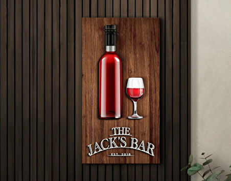 BK Gift Kişiye Özel Kabartma Tasarımlı Ahşap Bar Tabelası, Home Bar Tabela, Rustik Ev Dekorasyonu, Duvar Dekoru-7