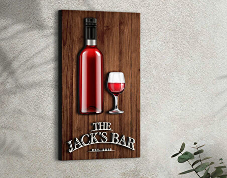 BK Gift Kişiye Özel Kabartma Tasarımlı Ahşap Bar Tabelası, Home Bar Tabela, Rustik Ev Dekorasyonu, Duvar Dekoru-7