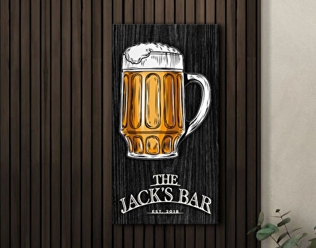 BK Gift Kişiye Özel Kabartma Tasarımlı Siyah(Ebony) Ahşap Bar Tabelası, Home Bar Tabela, Rustik Ev Dekorasyonu, Duvar Dekoru-3