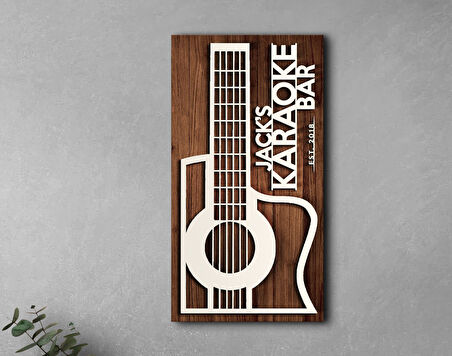 BK Gift Kişiye Özel Kabartma Tasarımlı Ahşap Karaoke Bar Tabelası, Home Bar Tabela, Rustik Ev Dekorasyonu, Duvar Dekoru-3