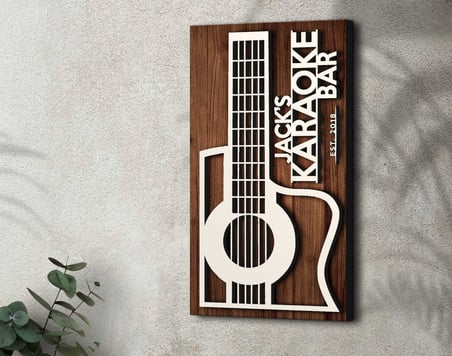 BK Gift Kişiye Özel Kabartma Tasarımlı Ahşap Karaoke Bar Tabelası, Home Bar Tabela, Rustik Ev Dekorasyonu, Duvar Dekoru-3