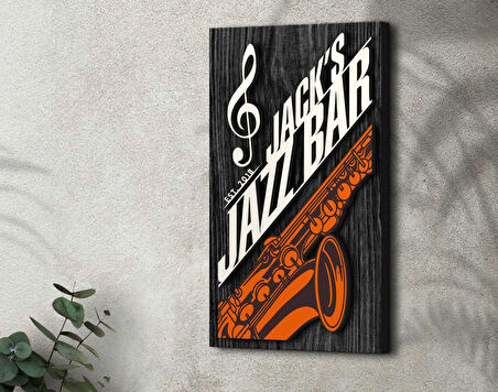 BK Gift Kişiye Özel Kabartma Tasarımlı Siyah (Ebony) Ahşap Jazz Bar Tabelası, Home Bar Tabela, Rustik Ev Dekorasyonu, Duvar Dekoru-1