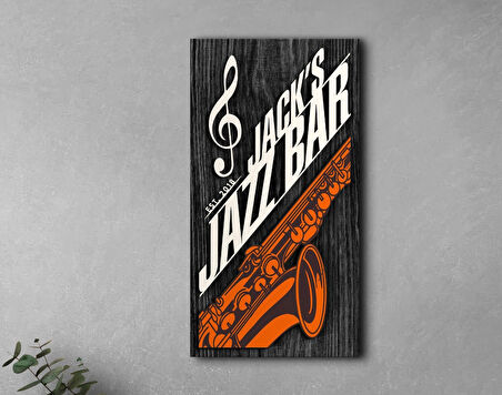 BK Gift Kişiye Özel Kabartma Tasarımlı Siyah (Ebony) Ahşap Jazz Bar Tabelası, Home Bar Tabela, Rustik Ev Dekorasyonu, Duvar Dekoru-1
