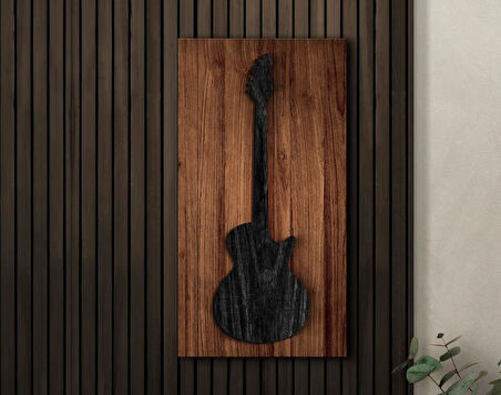 BK Gift Kabartma Gitar Tasarımlı Ahşap Tabela, Home Bar Tabela, Rustik Ev Dekorasyonu, Duvar Dekoru-2
