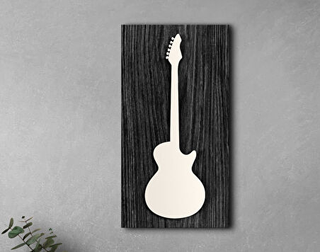 BK Gift Kabartma Gitar Tasarımlı Siyah(Ebony) Ahşap Tabela, Home Bar Tabela, Rustik Ev Dekorasyonu, Duvar Dekoru-1