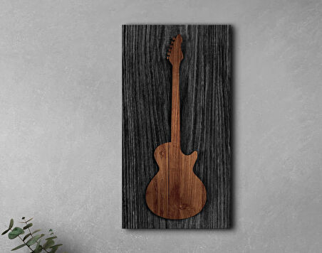BK Gift Kabartma Gitar Tasarımlı Siyah(Ebony) Ahşap Tabela, Home Bar Tabela, Rustik Ev Dekorasyonu, Duvar Dekoru-2