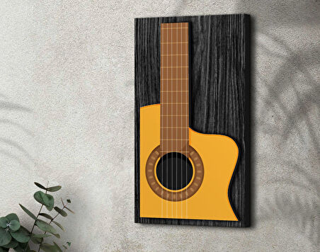 BK Gift Kabartma Gitar Tasarımlı Siyah(Ebony) Ahşap Tabela, Home Bar Tabela, Rustik Ev Dekorasyonu, Duvar Dekoru-3