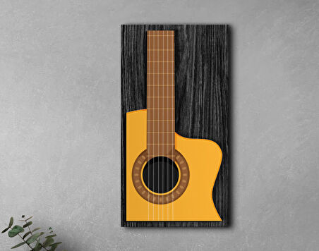 BK Gift Kabartma Gitar Tasarımlı Siyah(Ebony) Ahşap Tabela, Home Bar Tabela, Rustik Ev Dekorasyonu, Duvar Dekoru-3