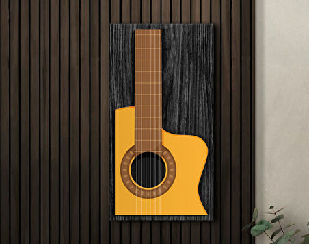 BK Gift Kabartma Gitar Tasarımlı Siyah(Ebony) Ahşap Tabela, Home Bar Tabela, Rustik Ev Dekorasyonu, Duvar Dekoru-3