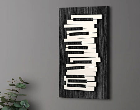 BK Gift Kabartma Piyano Tasarımlı Siyah(Ebony) Ahşap Tabela, Home Bar Tabela, Rustik Ev Dekorasyonu, Duvar Dekoru-1