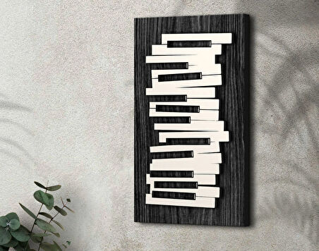 BK Gift Kabartma Piyano Tasarımlı Siyah(Ebony) Ahşap Tabela, Home Bar Tabela, Rustik Ev Dekorasyonu, Duvar Dekoru-1