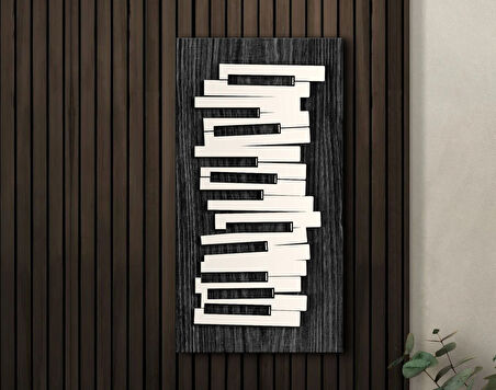 BK Gift Kabartma Piyano Tasarımlı Siyah(Ebony) Ahşap Tabela, Home Bar Tabela, Rustik Ev Dekorasyonu, Duvar Dekoru-1