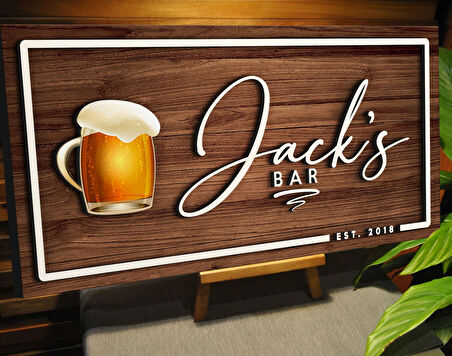 BK Gift Kişiye Özel Kabartma Tasarım Ahşap Bar Tabelası, Home Bar Tabela, Rustik Ev Dekorasyonu, Duvar Dekoru-2