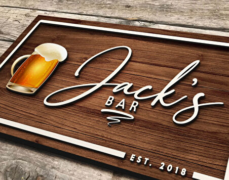 BK Gift Kişiye Özel Kabartma Tasarım Ahşap Bar Tabelası, Home Bar Tabela, Rustik Ev Dekorasyonu, Duvar Dekoru-2