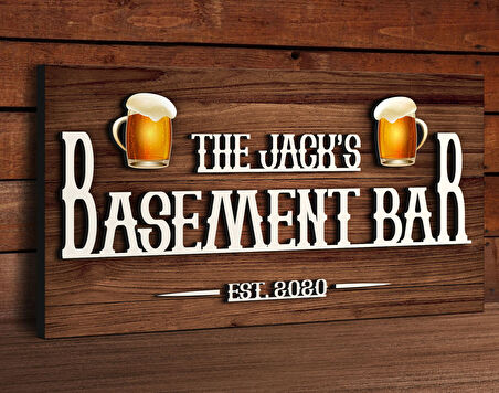 BK Gift Kişiye Özel Kabartma Tasarım Ahşap Bar Tabelası, Home Bar Tabela, Rustik Ev Dekorasyonu, Duvar Dekoru-4