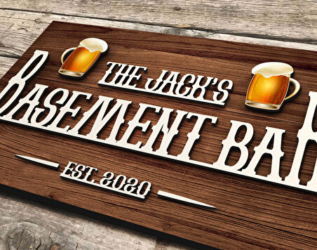 BK Gift Kişiye Özel Kabartma Tasarım Ahşap Bar Tabelası, Home Bar Tabela, Rustik Ev Dekorasyonu, Duvar Dekoru-4