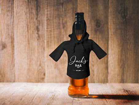 BK Gift Kişiye Özel Mini Siyah İçki Şişesi Tişörtü , Ev Bar Dekoru, Viski, Şarap, Votka, Rakı Şişesi Tişörtü, Ev Barı-1