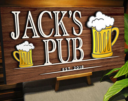 BK Gift Kişiye Özel Kabartma Tasarım Ahşap Bar Tabelası, Home Bar Tabela, Rustik Ev Dekorasyonu, Duvar Dekoru-8