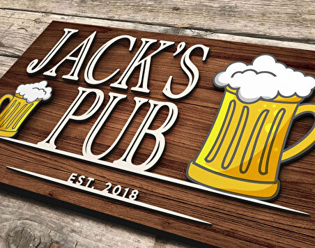 BK Gift Kişiye Özel Kabartma Tasarım Ahşap Bar Tabelası, Home Bar Tabela, Rustik Ev Dekorasyonu, Duvar Dekoru-8