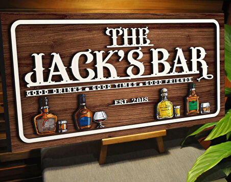 BK Gift Kişiye Özel Kabartma Tasarım Ahşap Bar Tabelası, Home Bar Tabela, Rustik Ev Dekorasyonu, Duvar Dekoru-10