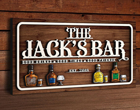 BK Gift Kişiye Özel Kabartma Tasarım Ahşap Bar Tabelası, Home Bar Tabela, Rustik Ev Dekorasyonu, Duvar Dekoru-10