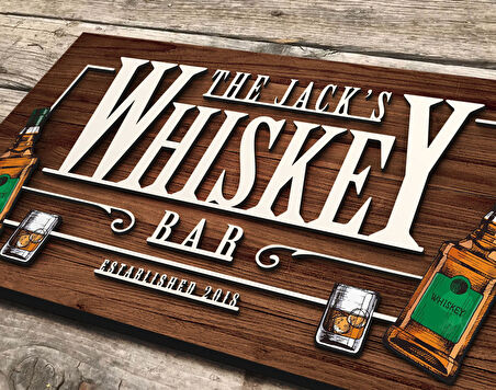 BK Gift Kişiye Özel Kabartma Tasarım Ahşap Bar Tabelası, Home Bar Tabela, Rustik Ev Dekorasyonu, Duvar Dekoru-12