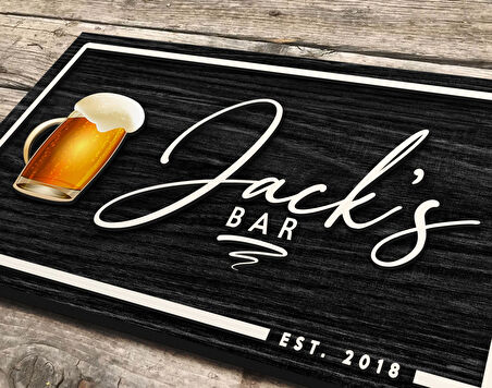 BK Gift Kişiye Özel Kabartma Tasarım Siyah(Ebony) Ahşap Bar Tabelası, Home Bar Tabela, Rustik Ev Dekorasyonu, Duvar Dekoru-2