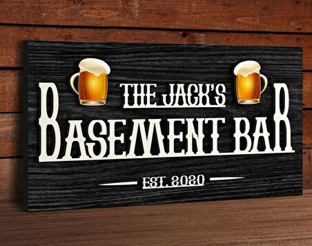 BK Gift Kişiye Özel Kabartma Tasarım Siyah(Ebony) Ahşap Bar Tabelası, Home Bar Tabela, Rustik Ev Dekorasyonu, Duvar Dekoru-4