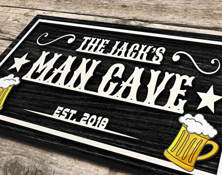 BK Gift Kişiye Özel Kabartma Tasarım Siyah(Ebony) Ahşap Bar Tabelası, Home Bar Tabela, Rustik Ev Dekorasyonu, Duvar Dekoru-5