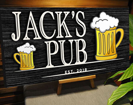 BK Gift Kişiye Özel Kabartma Tasarım Siyah(Ebony) Ahşap Bar Tabelası, Home Bar Tabela, Rustik Ev Dekorasyonu, Duvar Dekoru-8