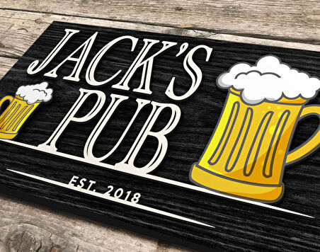 BK Gift Kişiye Özel Kabartma Tasarım Siyah(Ebony) Ahşap Bar Tabelası, Home Bar Tabela, Rustik Ev Dekorasyonu, Duvar Dekoru-8