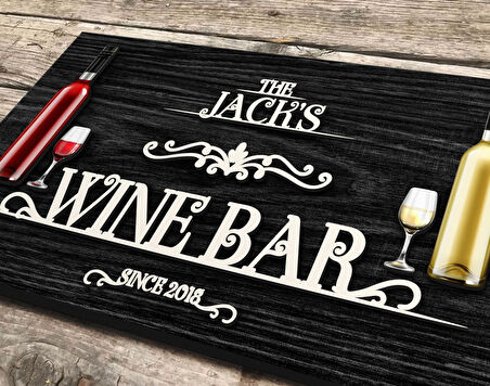 BK Gift Kişiye Özel Kabartma Tasarım Siyah(Ebony) Ahşap Bar Tabelası, Home Bar Tabela, Rustik Ev Dekorasyonu, Duvar Dekoru-14