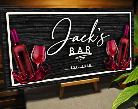 BK Gift Kişiye Özel Kabartma Tasarım Siyah(Ebony) Ahşap Bar Tabelası, Home Bar Tabela, Rustik Ev Dekorasyonu, Duvar Dekoru-15