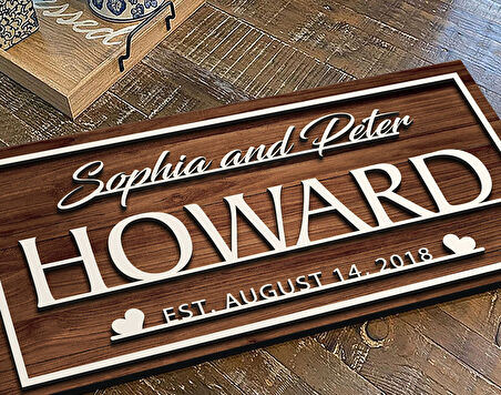 BK Gift Kişiye Özel İsimli Tarihli Kabartma Tasarım Ahşap Bar Tabelası, Home Bar Tabela, Rustik Ev Dekorasyonu, Duvar Dekoru-1