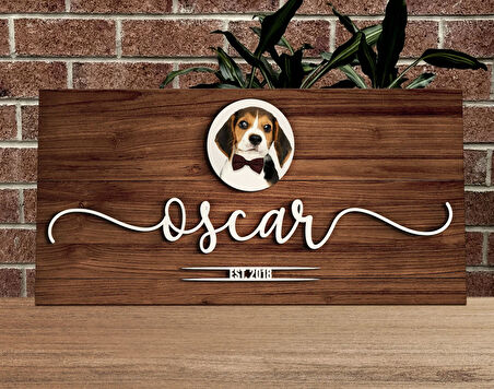 BK Gift Kişiye Özel İsimli Evcil Hayvan Fotoğraflı Kabartma Tasarım Ahşap Bar Tabelası, Home Bar Tabela, Rustik Ev Dekorasyonu, Duvar Dekoru-1