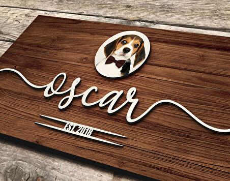 BK Gift Kişiye Özel İsimli Evcil Hayvan Fotoğraflı Kabartma Tasarım Ahşap Bar Tabelası, Home Bar Tabela, Rustik Ev Dekorasyonu, Duvar Dekoru-1