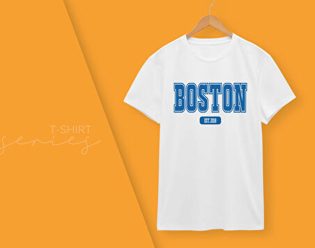 BK Gift Boston Tasarımlı Erkek Beyaz T-shirt, Arkadaşa Hediye, Doğum Günü Hediyesi, Trend Tişört, Sevgili Hediyesi-1