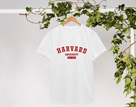 BK Gift Harvard Tasarımlı Erkek Beyaz T-shirt, Arkadaşa Hediye, Doğum Günü Hediyesi, Trend Tişört, Sevgili Hediyesi-1