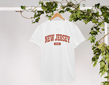 BK Gift New Jersey Tasarımlı Kadın Beyaz T-shirt, Arkadaşa Hediye, Doğum Günü Hediyesi, Trend Tişört, Sevgili Hediyesi-1