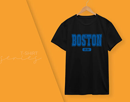 BK Gift Boston Tasarımlı Kadın Siyah T-shirt, Arkadaşa Hediye, Doğum Günü Hediyesi, Trend Tişört, Sevgili Hediyesi-1
