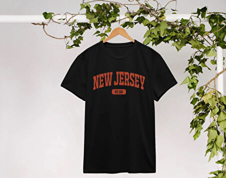 BK Gift New Jersey Tasarımlı Kadın Siyah T-shirt, Arkadaşa Hediye, Doğum Günü Hediyesi, Trend Tişört, Sevgili Hediyesi-1