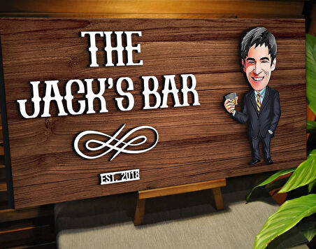 BK Gift Kişiye Özel Karikatürlü Kabartma Tasarım Ceviz Ahşap Bar Tabelası, Home Bar Tabela, Rustik Ev Dekorasyonu, Duvar Dekoru-4