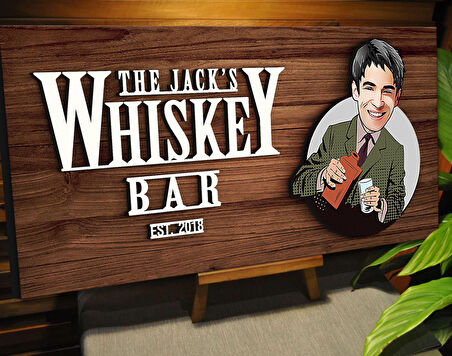 BK Gift Kişiye Özel Karikatürlü Kabartma Tasarım Ceviz Ahşap Bar Tabelası, Home Bar Tabela, Rustik Ev Dekorasyonu, Duvar Dekoru-6